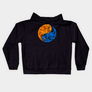 Blue And Orange Fire Yin Yang Kids Hoodie